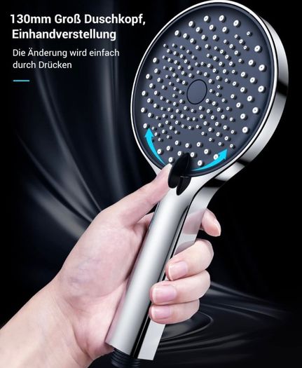 Large Shower Head 130mm Diameter 3 Spray High Pressure Handheld Shower Head Chrome Finish (FREE POSTAGE)