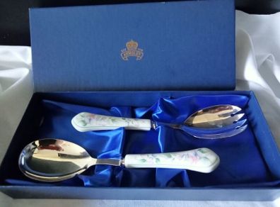 AYNSLEY "Little Sweetheart" Serving Salad Spoons Set Boxed