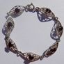 Vintage 925 Sterling Silver Natural Red Garnet Gemstone Bracelet 6,71g - lent 7" Image 5