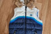 Superdry Navy / White Gilet with Faux Fur Hood