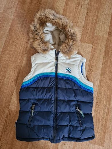 Superdry Navy / White Gilet with Faux Fur Hood