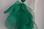 Green Pearl Cluster Stud Glass Inlay Extravagant Chiffon Petal Tassel Earrings