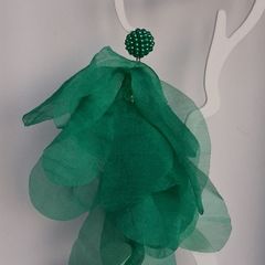 Green Pearl Cluster Stud Glass Inlay Extravagant Chiffon Petal Tassel Earrings