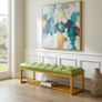 Metal-Framed Bench 140x40cm Green Eco Leather / Gold Frame Image 7