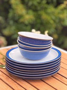 Blue Denby plates x 7 and bowls x 4