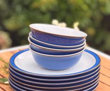 Blue Denby plates x 7 and bowls x 4