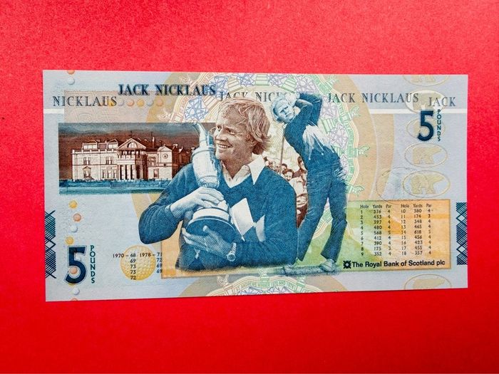 Scotland  5 Pounds  2005 Pick 365  Commemorative Issue  ( JACK  NICKLAUS )  ( Uncirculated )