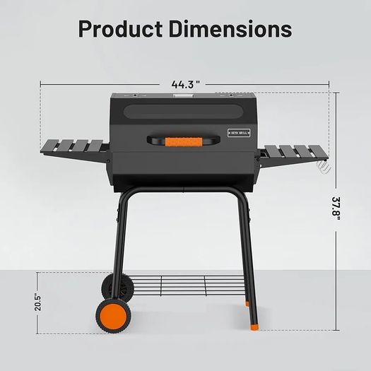 GRILL 23 Inch Charcoal BBQ 469 Sq In, Pentagonal Barbecue Grill with Viewing Window Furnace Coverand Thickened Chrome-plated Grill, Suit for Garden, Shed, Patio