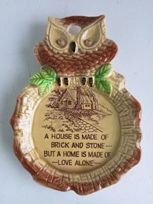 Vintage c1970'  Owl Trinket Dish or Wall Decoration