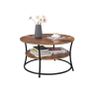 Coffee table with 2 shelves  coffee table round, coffee table, coffee table with shelf, easy construction, metal, industrial design, vintage, dark brown Image 3