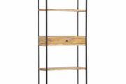5-Tier Bookshelf 80x35x180 cm Solid Mango Wood and Steel