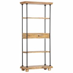 5-Tier Bookshelf 80x35x180 cm Solid Mango Wood and Steel