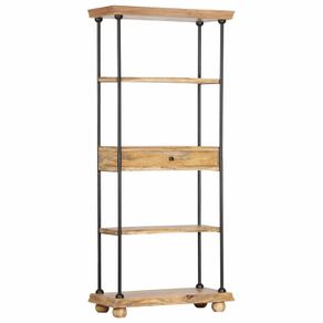 5-Tier Bookshelf 80x35x180 cm Solid Mango Wood and Steel