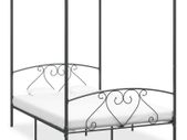 Canopy Bed Frame Grey Metal 160x200 cm