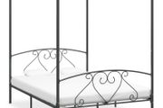 Canopy Bed Frame Grey Metal 160x200 cm