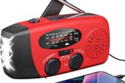 Weather Radio,Solar Radio, Emergency Hand Crank Self Powered AM/FM Solar Weather Radio with LED Flashlight, WB Radio with Battery Backup, 2000mAh Emergency Power Bank for Smart Phone (FREE POSTAGE)