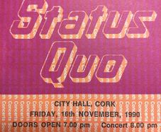 Original Authentic Status Quo Concert Ticket "Rocking All Over The Years Tour" CITY HALL CORK, IRELAND 1990