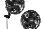 Grow Tent Clip On Fan Rechargeable, USB Port with 9 Speeds &amp; Circulation Mode, Smart Control, Powerful Oscillating, Long Runtime for Hydroponics Circulation Cooling, Black, 2 Pack
