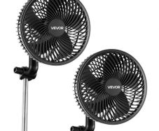 Grow Tent Clip On Fan Rechargeable, USB Port with 9 Speeds & Circulation Mode, Smart Control, Powerful Oscillating, Long Runtime for Hydroponics Circulation Cooling, Black, 2 Pack