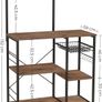 _Standing Kitchen Shelf with Metal Basket and 6 S-Hooks and Shelves Image 3