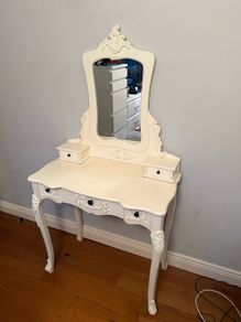 Vintage French Style Dressing Table with Mirror & Drawers