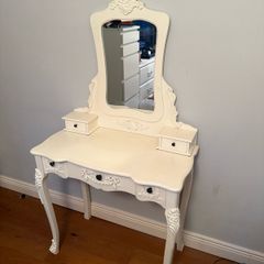Vintage French Style Dressing Table with Mirror & Drawers