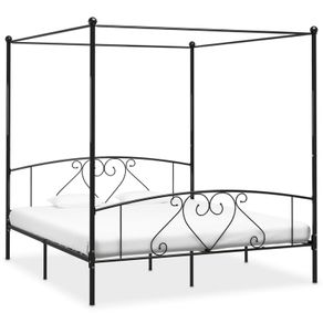 Canopy Bed Frame Black Metal 200x200 cm