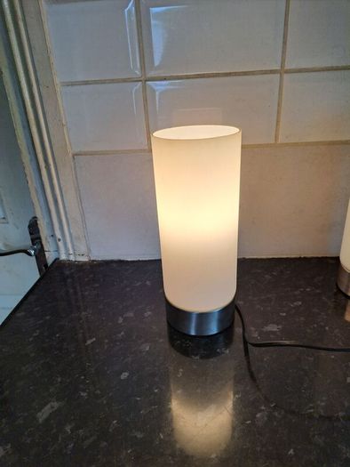 Lovely pair of frosted glass touch lamps