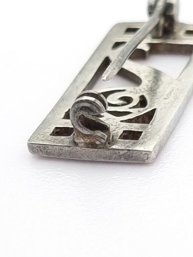 Vintage 925 Sterling Silver Mackintosh Style Geometric Scroll Brooch
