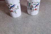 Vintage Set of 2 Aynsley Pembroke Bone China Porcelain Small Fluted Vase 1980s England