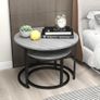 Round Coffee Table, Set of 2 Nesting Table Side Table, for Living Room/Bedroom/Balcony (Grey, Dia 60/40cm) Image 5