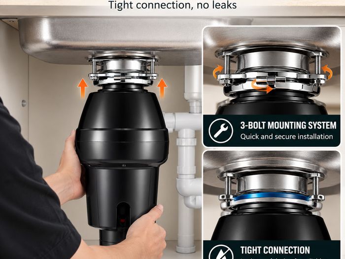 3/4 HP Food Waste Disposer 3600 RPM Continuous Feed Kitchen Sink Waste Disposal Unit