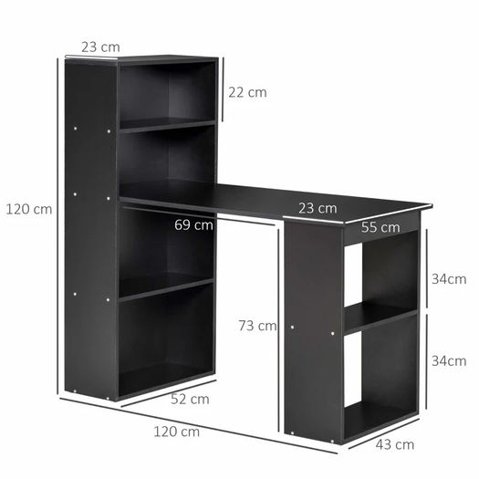 120cm Modern Computer Desk Bookshelf Writing Table Workstation 6 Shelves (FREE SHIPPING)