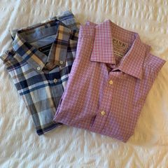 2 x check long-sleeved shirts (L)