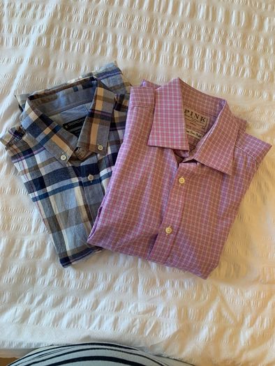 2 x check long-sleeved shirts (L)