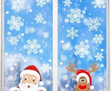 175PCS Christmas Window Stickers Reusable, Double Sided Christmas Window Decorations Clings, Snowflake Window Stickers for Xmas Window Display Decoration (FREE POSTAGE)