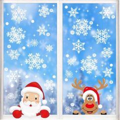175PCS Christmas Window Stickers Reusable, Double Sided Christmas Window Decorations Clings, Snowflake Window Stickers for Xmas Window Display Decoration (FREE POSTAGE)
