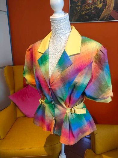 Vintage rainbow plaid blazer