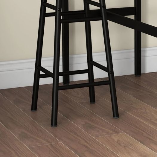 Industrial Design 2-Person Bar Table with 2 Stools Set, 3-Piece Bar Stool with Table Set, Brown + Black