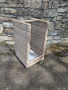 Rattan Wicker Log Basket on Wheels