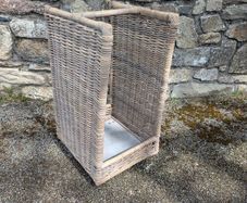 Rattan Wicker Log Basket on Wheels