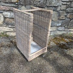 Rattan Wicker Log Basket on Wheels