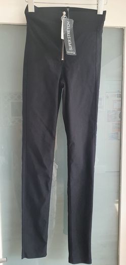 H&M Superstretch black leggings with zip-up waist - Sz 8UK - Bnwt