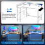 L Shaped Gaming Desk with LED Lights & Power Outlets, 120 x 80cm Corner Computer Image 8
