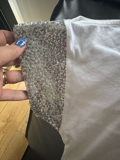 Brand new Michael Kors white silver sequin cold shoulder top size L UK16 EU44 Postage included