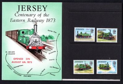 1973 Jersey Centenary of the Eastern Railways Commemorative Stamps Presentation Pack