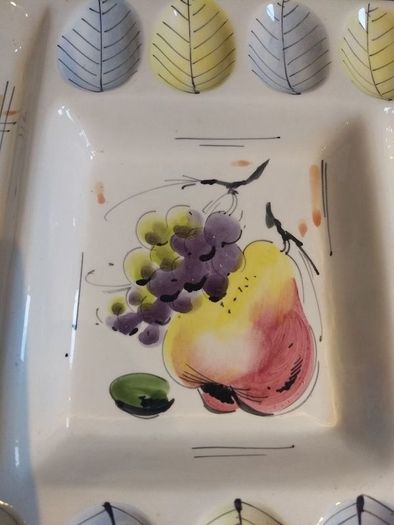 Mid-Century 1950's Kitsch Large Italian Hand-Painted Anti-Pasti Serving Dish