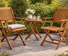 Set of 2 Garden Chairs  FSC Certified Acacia Wood Foldable Folding Chair High Back Garden Folding Chair