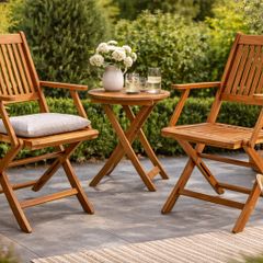 Set of 2 Garden Chairs  FSC Certified Acacia Wood Foldable Folding Chair High Back Garden Folding Chair