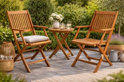 Set of 2 Garden Chairs  FSC Certified Acacia Wood Foldable Folding Chair High Back Garden Folding Chair